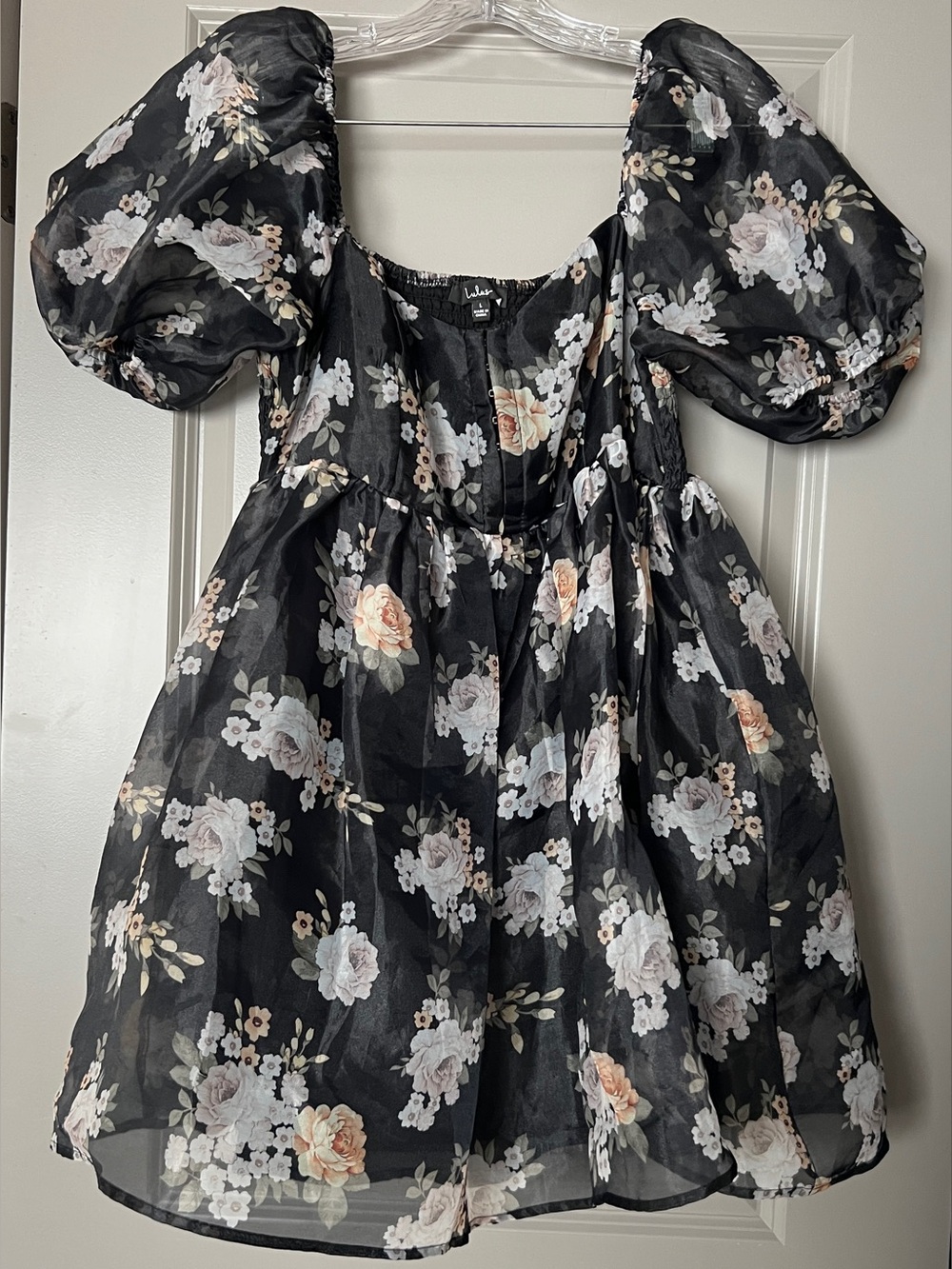 Lulu's Black Floral Babydoll Dress